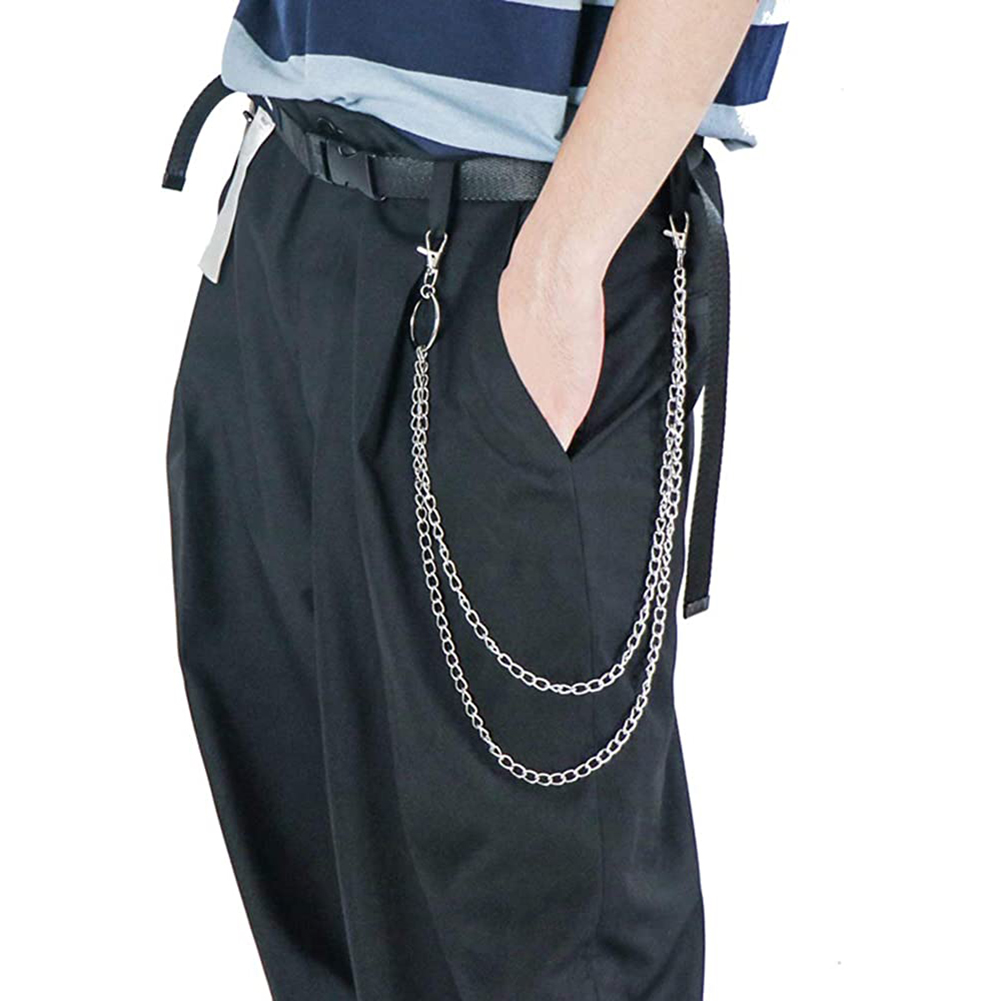 Yesbay Multi-layer Anti-lost Pants Jeans Wallet Pocket Chain Keychain, Women's, Size: 2 Layers, Silver